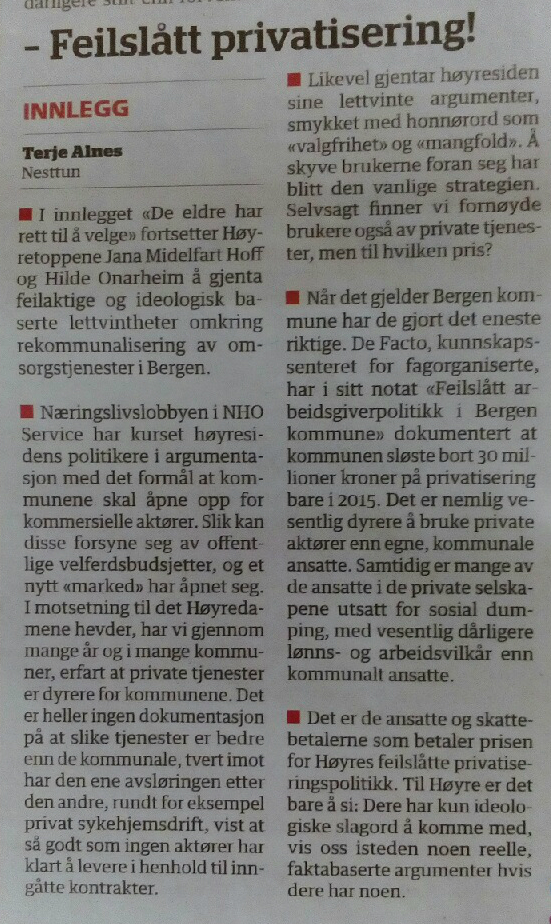Feilslått privatisering